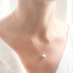 Carla Caruso - Sliver Moon with Grey Pearl Necklace